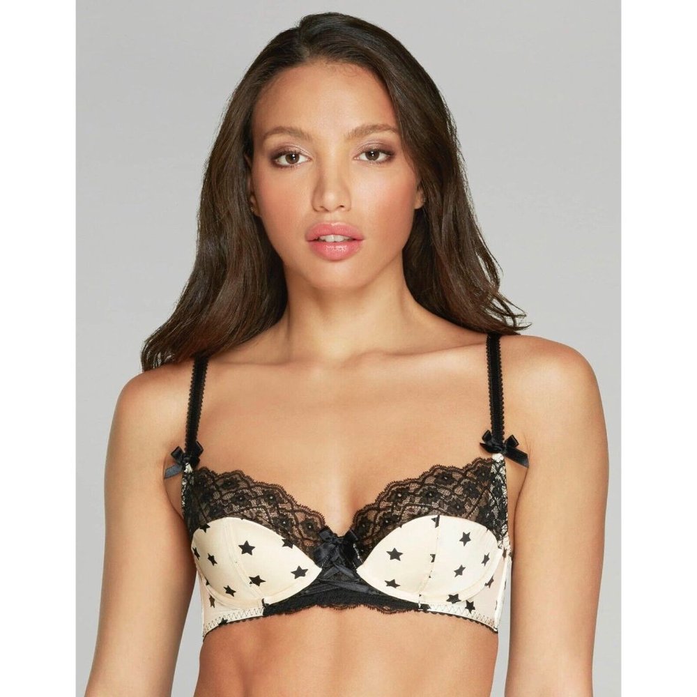 Agent Provocateur Ayla Silk Blend Oyster Star Bra NWT $195